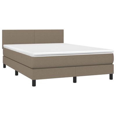 vidaXL Boxspringbett mit Matratze Taupe 140x190 cm Stoff