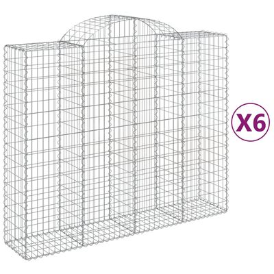 vidaXL Gabionen mit Hochbogen 6 Stk. 200x50x160/180cm Verzinktes Eisen