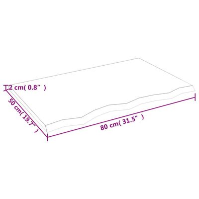 vidaXL Waschtischplatte Dunkelbraun 80x50x2 cm Massivholz Behandelt