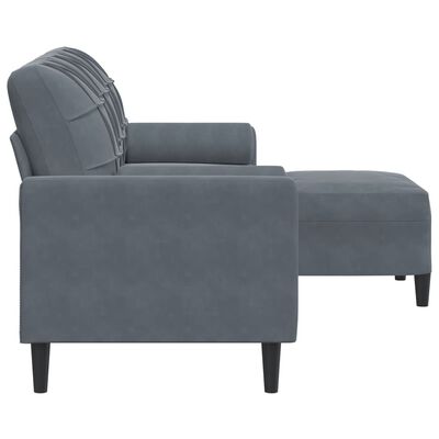 vidaXL 3-Sitzer-Sofa mit Hocker Dunkelgrau 180 cm Samt