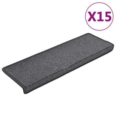 vidaXL Teppich-Treppenstufen 15 Stk. 65x21x4 cm Dunkelgrau