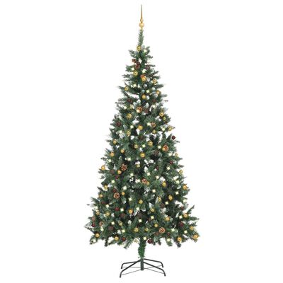 vidaXL Künstlicher Weihnachtsbaum mit Beleuchtung & Kugeln 210 cm