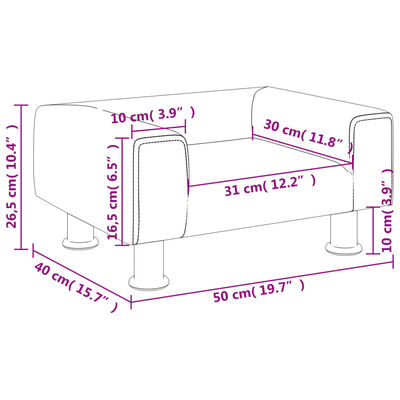 vidaXL Kindersofa Hellgrau 50x40x26,5 cm Samt