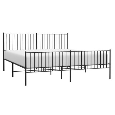 vidaXL Metallbett ohne Matratze mit Fußteil Schwarz 180x200 cm