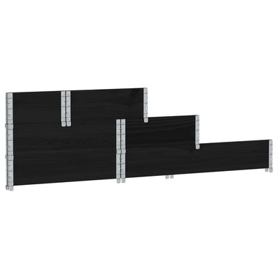 vidaXL Paletten-Aufsatzrahmen 3-fach Schwarz 120x80 cm Massivholz