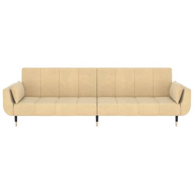 vidaXL Schlafsofa 2-Sitzer mit 2 Kissen Creme Samt