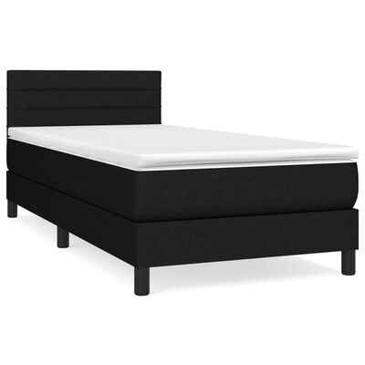 vidaXL Boxspringbett mit Matratze Schwarz 90x200 cm Stoff