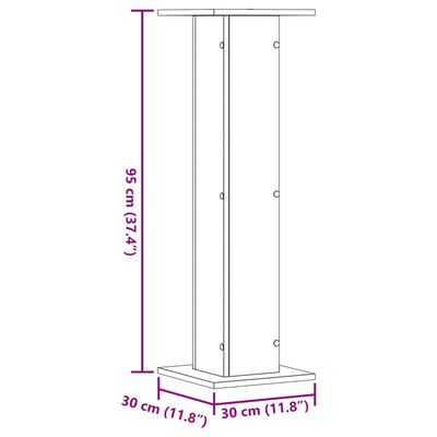 vidaXL Pflanzenständer 2 Stk. Grau Sonoma 30x30x95 cm Holzwerkstoff