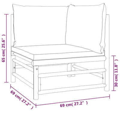 vidaXL 9-tlg. Garten-Lounge-Set mit Kissen Hellgrau Bambus