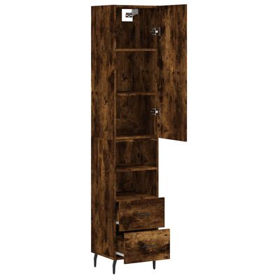 vidaXL Highboard Räuchereiche 34,5x34x180 cm Holzwerkstoff