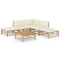 vidaXL 6-tlg. Garten-Lounge-Set mit Cremeweißen Kissen Bambus