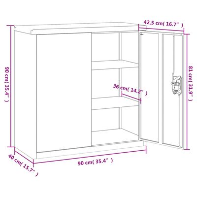 vidaXL Aktenschrank Hellgrau 90x40x130 cm Stahl