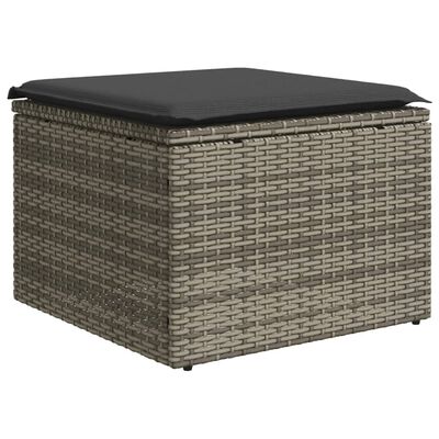 vidaXL 10-tlg. Garten-Sofagarnitur mit Kissen Grau Poly Rattan