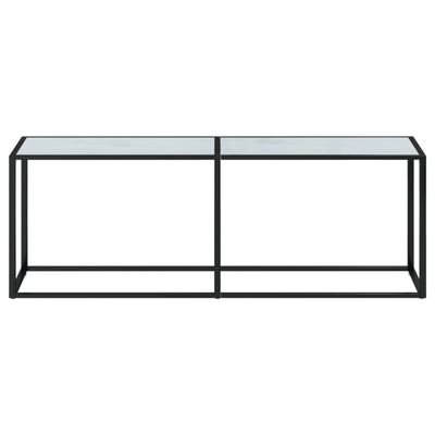 vidaXL Konsolentisch Weiß Marmor-Optik 220x35x75,5 cm Hartglas