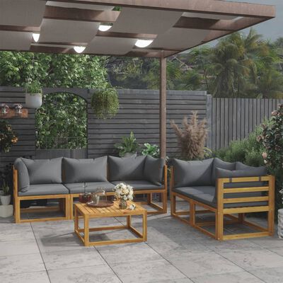 vidaXL 6-tlg. Garten-Lounge-Set mit Auflagen Massivholz Akazie