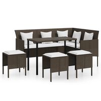 vidaXL 5-tlg. Sofagarnitur in L-Form mit Kissen Poly Rattan Braun