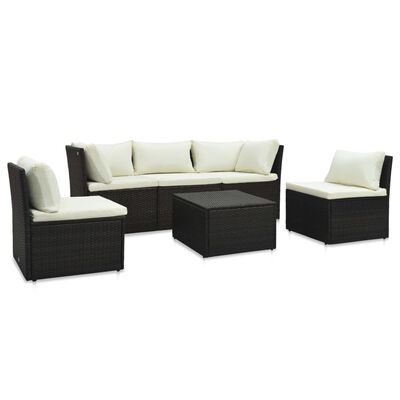 vidaXL 4-tlg. Garten-Lounge-Set mit Kissen Poly-Rattan Braun