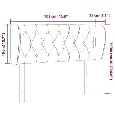 vidaXL Kopfteil mit Ohren Hellgrau 103x23x78/88 cm Stoff