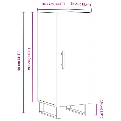 vidaXL Sideboard Hochglanz-Weiß 34,5x34x90 cm Holzwerkstoff