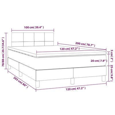 vidaXL Boxspringbett mit Matratze Blau 120x200 cm Stoff