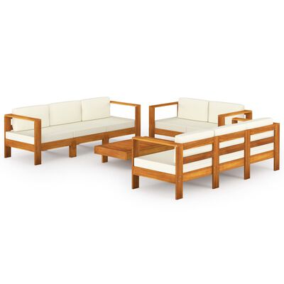 vidaXL 8-tlg. Garten-Lounge-Set mit Creme Auflagen Massivholz Akazie