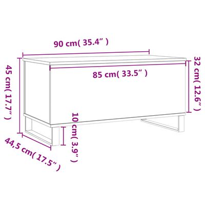 vidaXL Couchtisch Räuchereiche 90x44,5x45 cm Holzwerkstoff