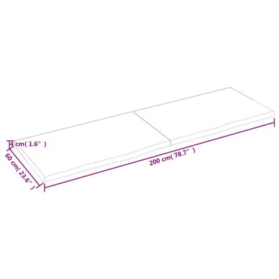 vidaXL Tischplatte Hellbraun 200x60x(2-4)cm Massivholz Eiche Behandelt