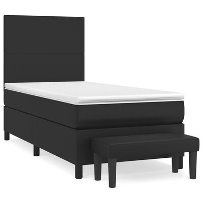 vidaXL Boxspringbett mit Matratze Schwarz 90x190 cm Kunstleder