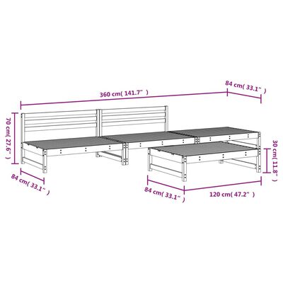 vidaXL 4-tlg. Garten-Lounge-Set Honigbraun Massivholz Kiefer