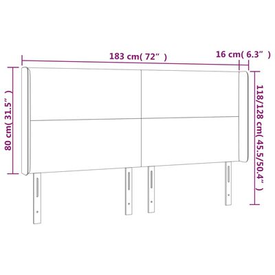 vidaXL LED Kopfteil Weiß 183x16x118/128 cm Kunstleder