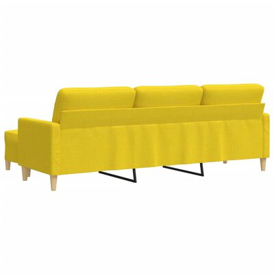 vidaXL 3-Sitzer-Sofa mit Hocker Hellgelb 210 cm Stoff