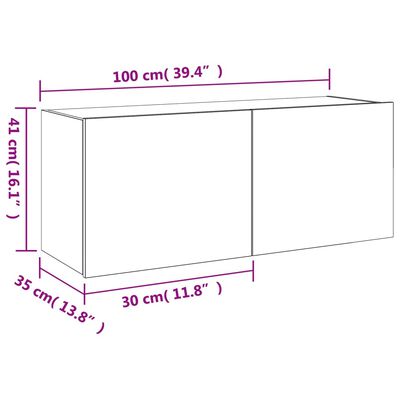 vidaXL TV-Wandschrank mit LED-Leuchten Weiß 100x35x41 cm