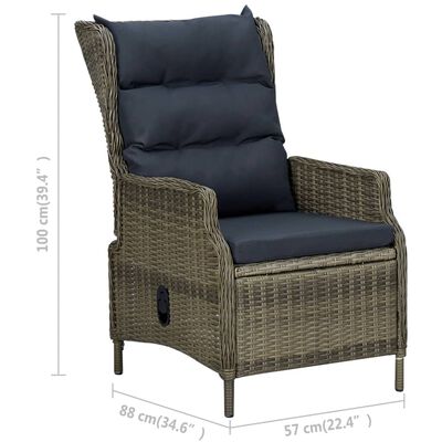 vidaXL Verstellbarer Gartensessel mit Fußhocker Poly Rattan Braun