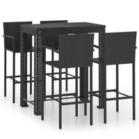 vidaXL 5-tlg. Garten-Bar-Set mit Armlehnen Poly Rattan Schwarz