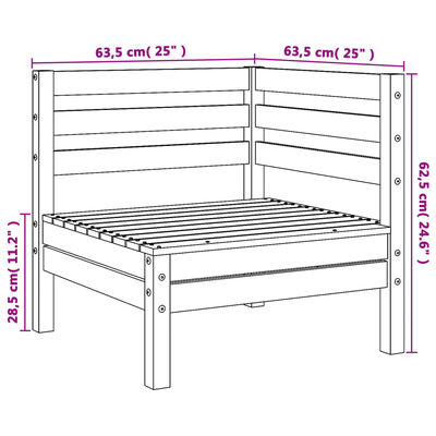 vidaXL Garten-Ecksofa Wachsbraun Massivholz Kiefer