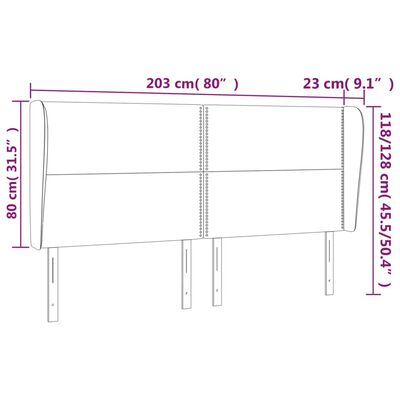 vidaXL Kopfteil mit Ohren Dunkelgrün 203x23x118/128 cm Samt