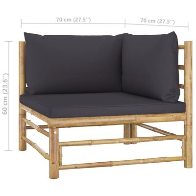 vidaXL 8-tlg. Garten-Lounge-Set mit Dunkelgrauen Kissen Bambus