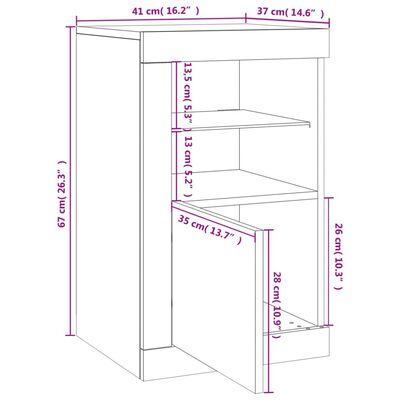 vidaXL Beistellschrank mit LED-Leuchten Sonoma Eiche Holzwerkstoff