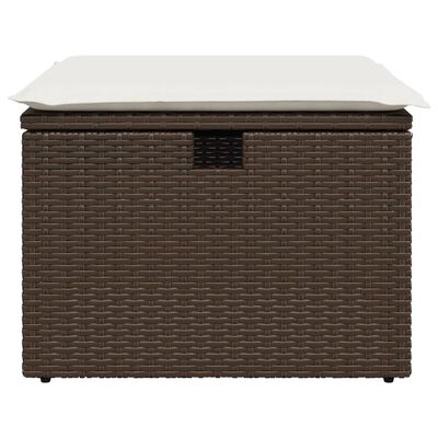 vidaXL Gartenhocker mit Kissen Braun 55x55x37 cm Poly Rattan