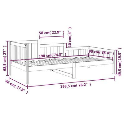 vidaXL Tagesbett Honigbraun 90x190 cm Massivholz Kiefer