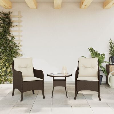 vidaXL Gartenstühle mit Kissen 2 Stk. Braun Poly Rattan