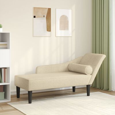 vidaXL Chaiselongue mit Kissen Creme Stoff