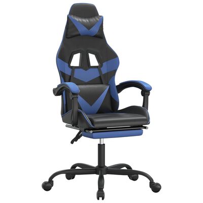 vidaXL Gaming-Stuhl mit Fußstütze Drehbar Schwarz & Blau Kunstleder