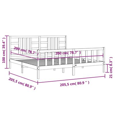 vidaXL Massivholzbett mit Kopfteil Weiß 200x200 cm