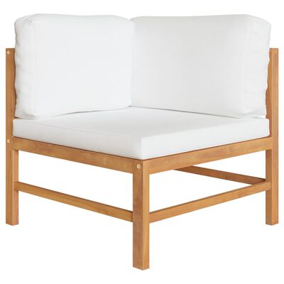 vidaXL Ecksofas 2 Stk. mit Creme Kissen Massivholz Teak