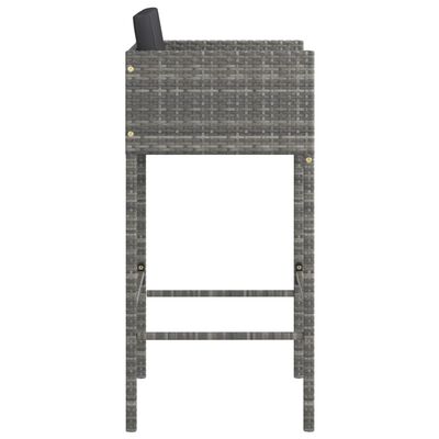 vidaXL Barhocker 4 Stk. mit Kissen Grau Poly Rattan