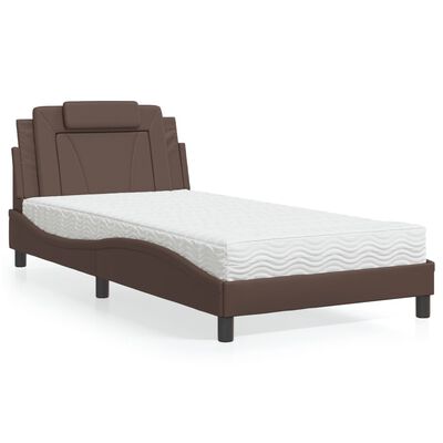 vidaXL Bett mit Matratze Braun 100x200 cm Kunstleder