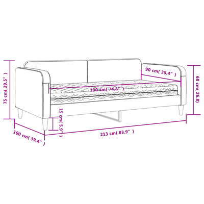 vidaXL Tagesbett mit Matratze Dunkelgrau 90x190 cm Stoff