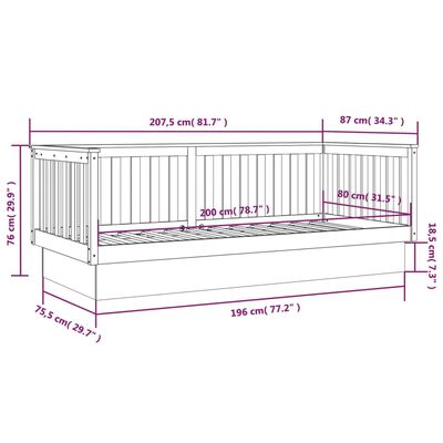 vidaXL Tagesbett ohne Matratze Weiß 80x200 cm Massivholz Kiefer