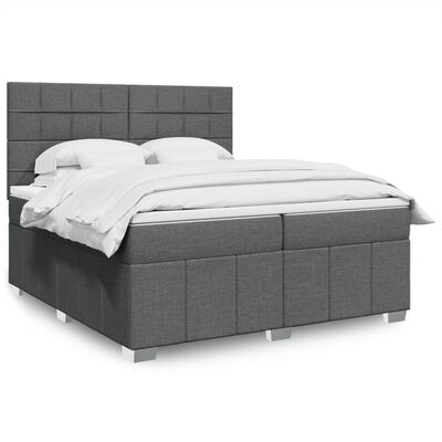 vidaXL Boxspringbett mit Matratze Dunkelgrau 200x200 cm Stoff